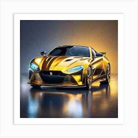 Golden Sports Car 6 Art Print