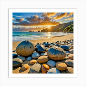 Rocks On The Beach Art Print