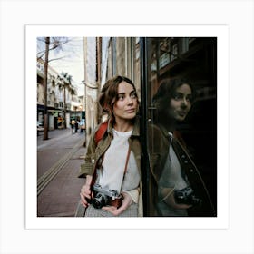 Firefly Young, Spanish, Man, Poses, Camera, Blurry, Shop Window, Retro, Vintage, Nostalgic, Moody, A (9) Art Print