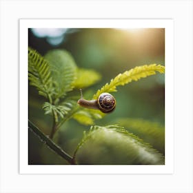 Snail On A Leaf Art Print