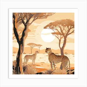 Cheetahs In The Savannah Art Print