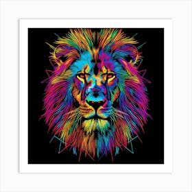 Lion Star Neon Art Print