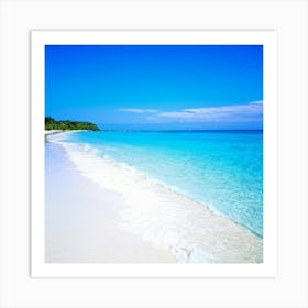 Crystal Clear Turquoise Waters Gently Lap Upon A Sun Drenched Undisturbed Sandy Beach With A Prist (2) Art Print