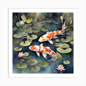 Serene koi fish pond Art Print