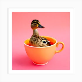 Brown Duck In A Teacup Art Print