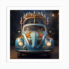 Vw Beetle magic car vintage blue wallart printable Instagram post Art Print