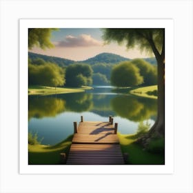 Bridge Over A Lake 1 Art Print