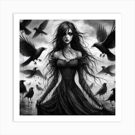 Crow Girl Art Print