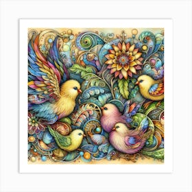 Colorful Chicks 1 Art Print