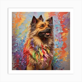 Rainbowthemed Oil Painting Of A Belgian Tervu Art Print