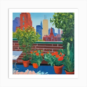 Rooftop Garden New York Series. Style of David Hockney 1 Art Print