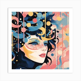 Girl With A Mask Art Print