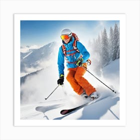 Skier In The Snow 1 Art Print