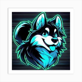 Neon Husky 1 Art Print