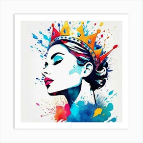 pop art watercolour flower girl 8 Art Print