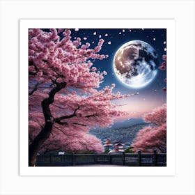 Cherry Blossoms At Night 2 Art Print