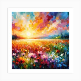 Sunset In The Meadow Art Print