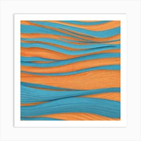 Blue And Orange Wavy Lines Art Print