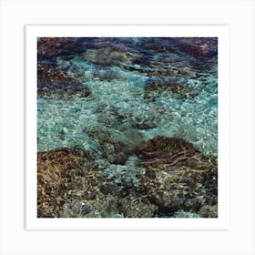 Tropical Summer  Rocks In The Clear Blue Sea  Colour Ocean Photography  Square Art Print