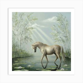 Horse In Water 10 Art Print