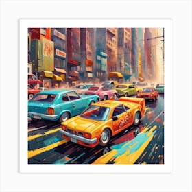 Cars In The City Art Print