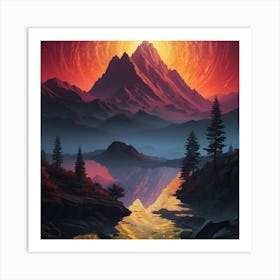 Sunset In The Mountains Art Print