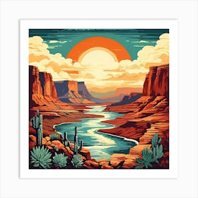 Arizona Sunset, Travel Posters A Retro-Inspired Travel Posters Showcasing Iconic Destination Art Print