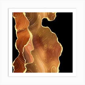 Orange Gold Glitter Agate Texture 03 1 Art Print