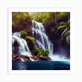 Waterfall In The Jungle Art Print