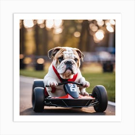 Bulldog Driving Kart Art Print