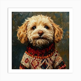 Christmas Golden Dog 2 Art Print