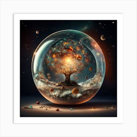 Complete Universe In Large Glass Bowl Art Print