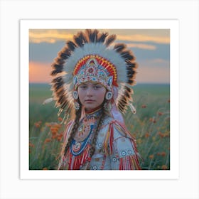 Native American Girl In Traditional Dress Art Print