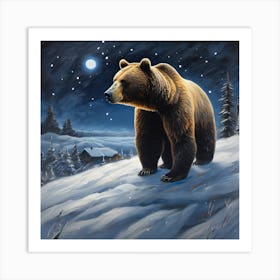 Bear At Night Art Print