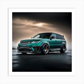 A Dramatic High Contrast Cinematic Photograph Of A Green Range Rover 3 Art Print