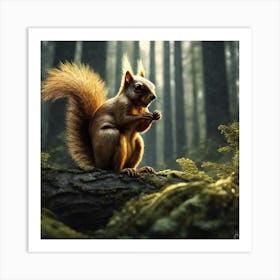 Squirrel In The Forest 74 Art Print