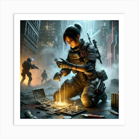 A Sci Fi Depiction Of Maya Ryen Demonstrating Her Explosives Expert Art Print