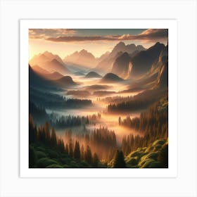 Sunrise Over The Mountains 2 Art Print