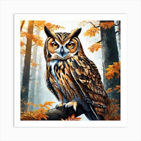 Owl In The Forest 174 Art Print