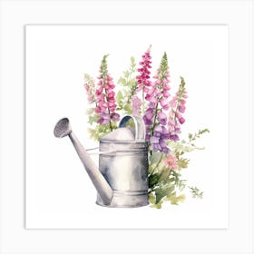 Marion Metal Watering Can With Foxgloves Watercolor White Backg 1663bed6 7a3c 4492 Bafa E99fd8f8793f Art Print