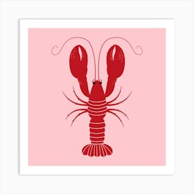 Lobster On Pink Background 1 Art Print