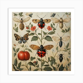 Ladybugs And Tomatoes Art Art Print