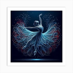 Neon Ballerina Dancer Art Print