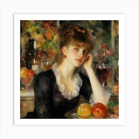 Lady At The Table Art Print