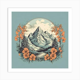 Mountain Landscape With Flowers Art Print