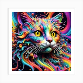 Psychedelic Cat Art Print