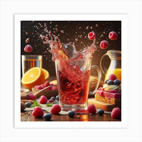 Splash Of Berry Juice Art Print