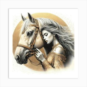 Woman And A Horse 3 Art Print