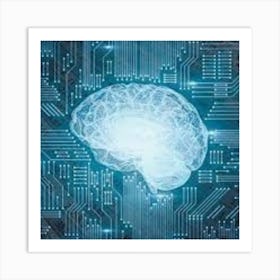 Brain On A Circuit Board Art Print