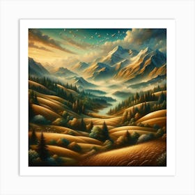 Landscape With Mountains Art Print